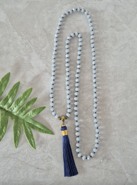 Collar Largo Isadora Gris Azul