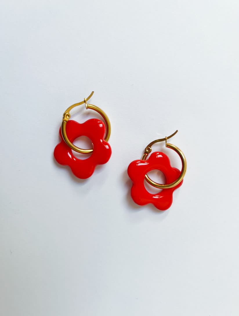aros flor rojo