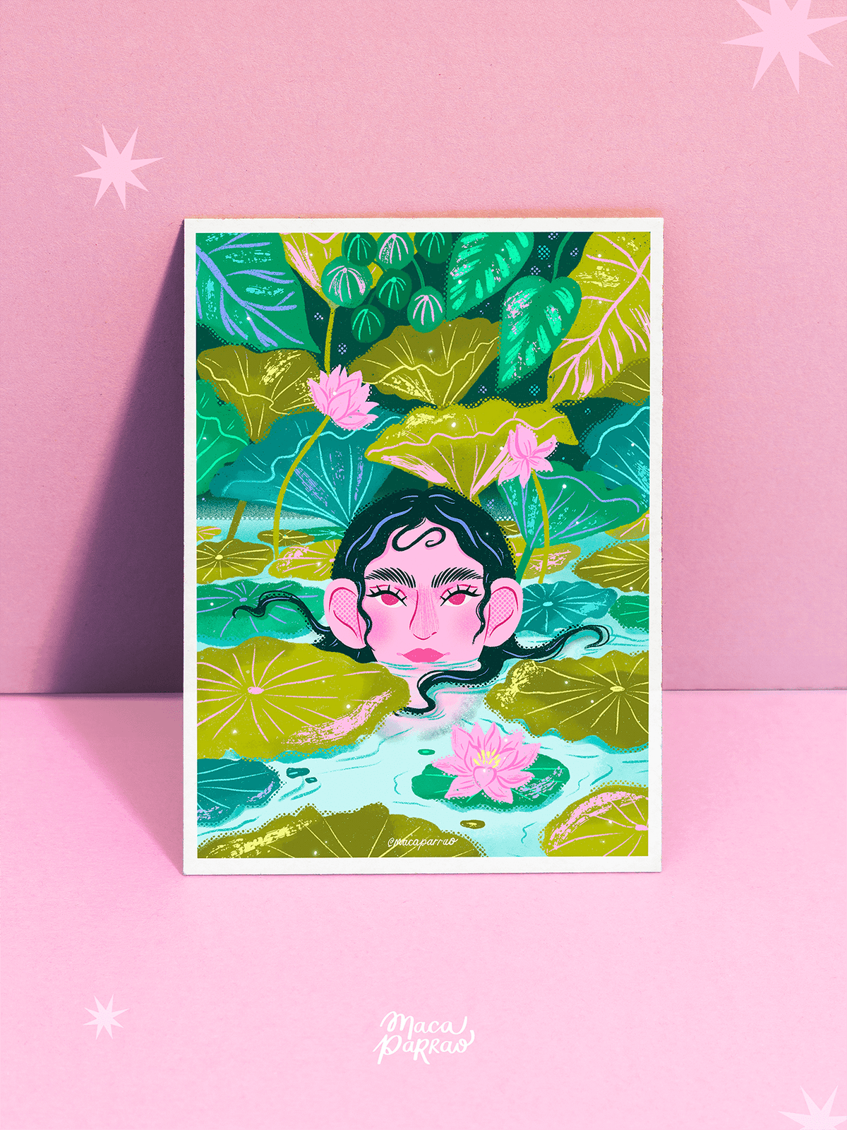Print Ilustración Chica flor de loto