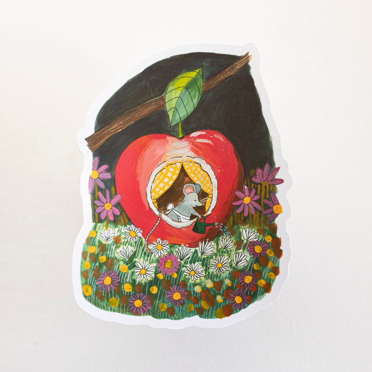 Sticker unitario Raton en la manzana