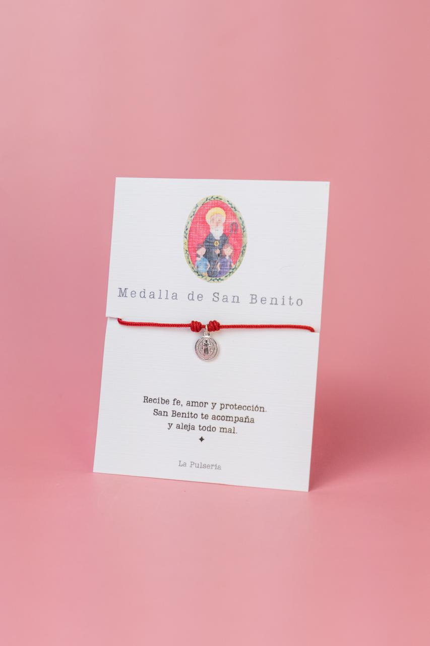 Pulsera San Benito Plata Rojo