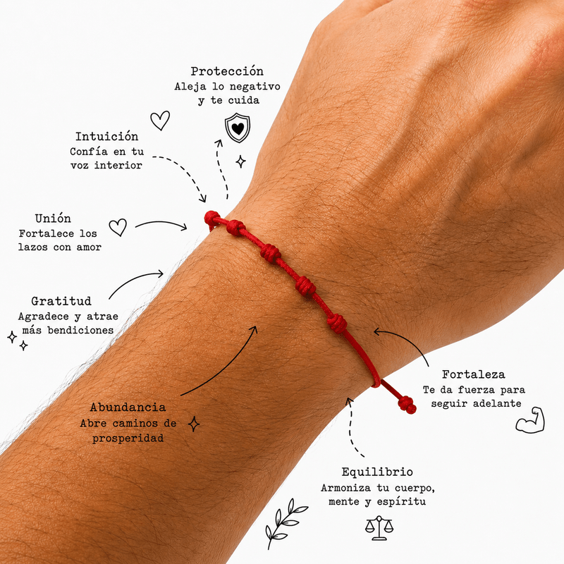 Pulsera Siete Nudos Rojo