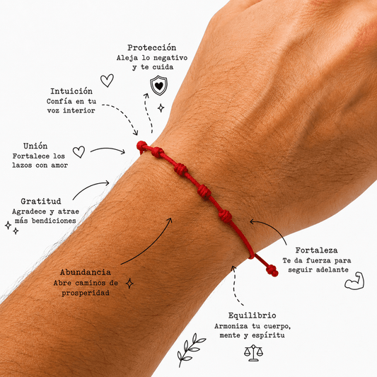 Pulsera Siete Nudos Rojo