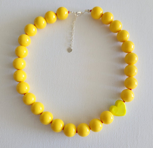 Maxi Collar Corazon Ceramica Amarillo
