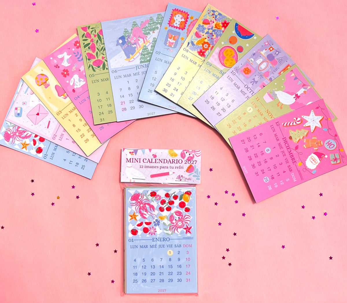 Mini Calendario de Imán Ilustrado Meraki 2027
