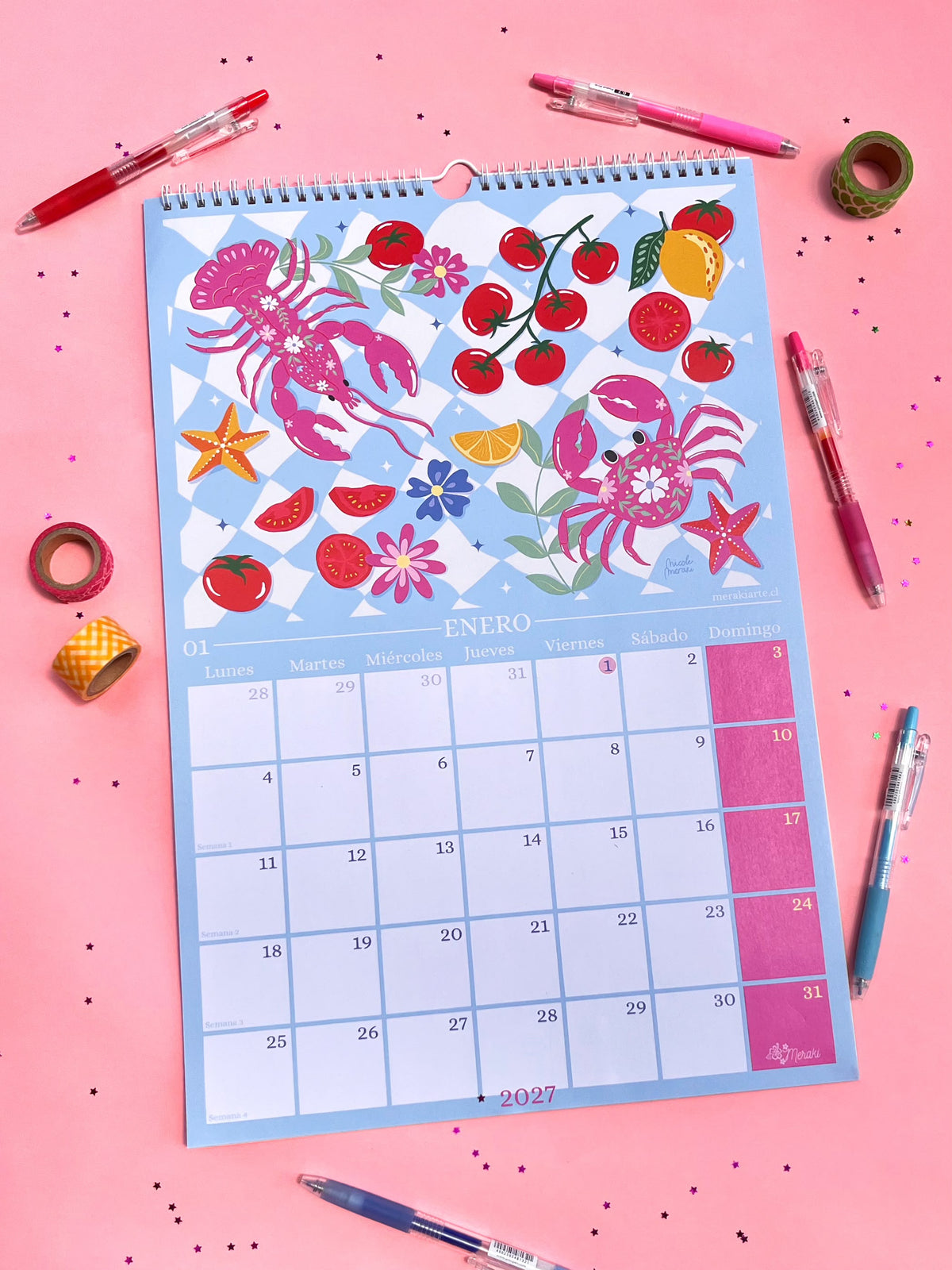 Calendario de Pared Ilustrado Meraki 2027