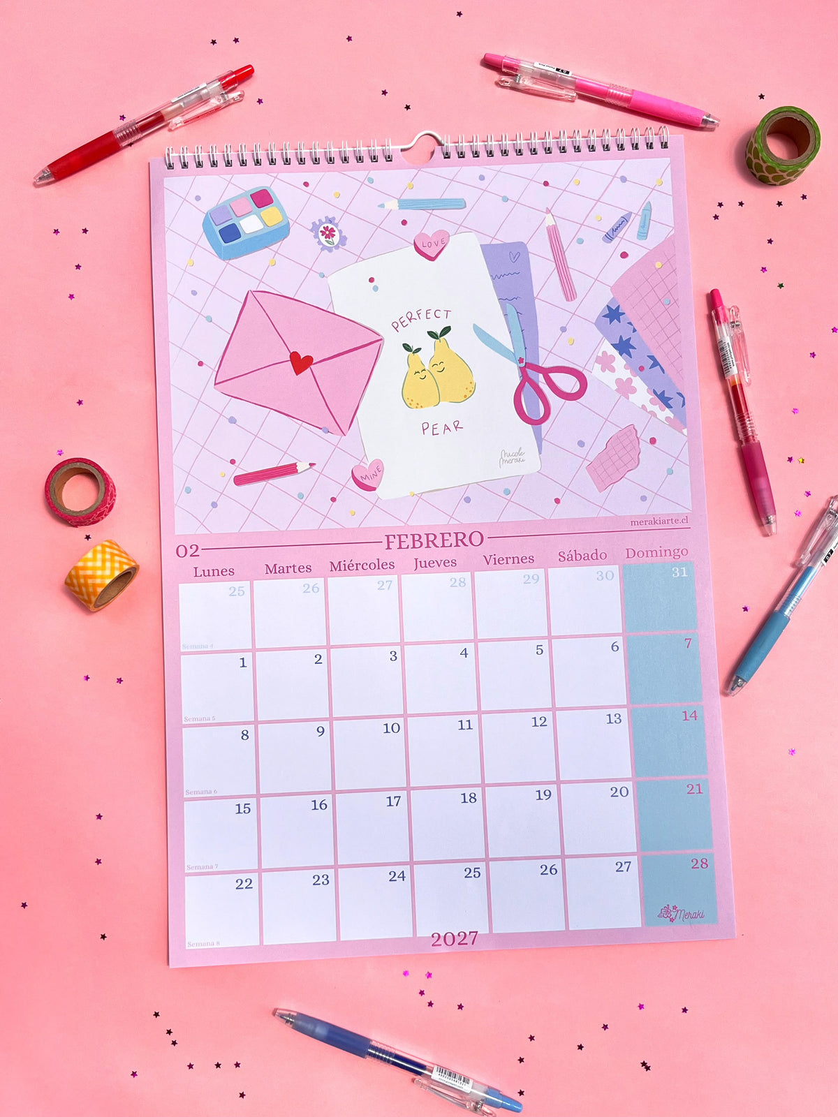 Calendario de Pared Ilustrado Meraki 2027