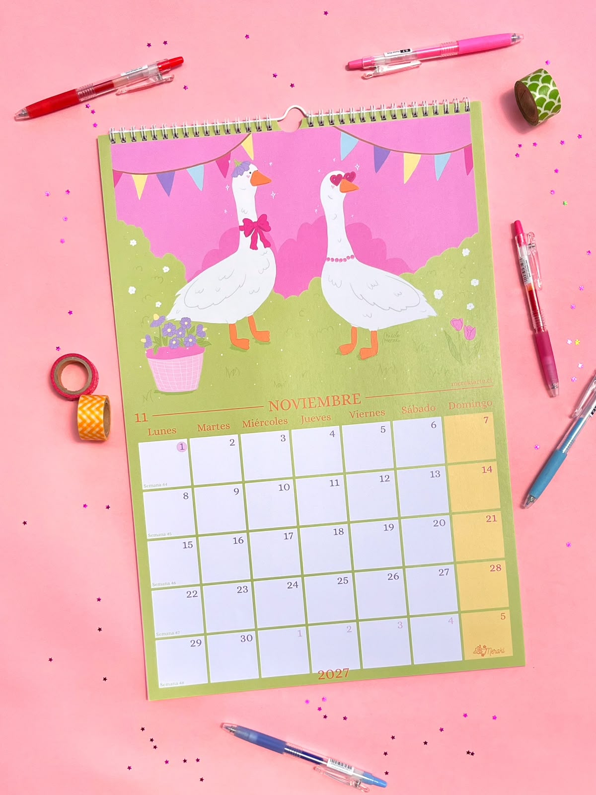 Calendario de Pared Ilustrado Meraki 2027