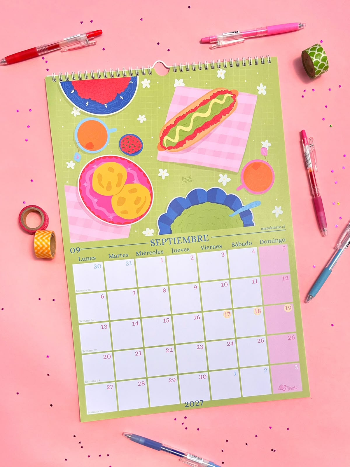 Calendario de Pared Ilustrado Meraki 2027