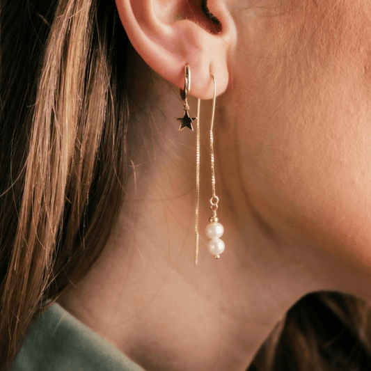 Aros Colgantes Perlas Gold