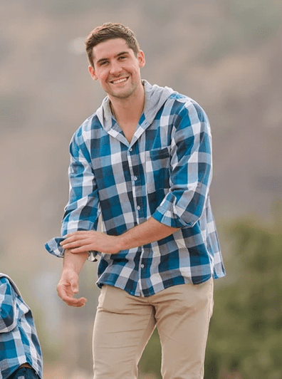 Camisa Franela Hombre azul con blanco talla L