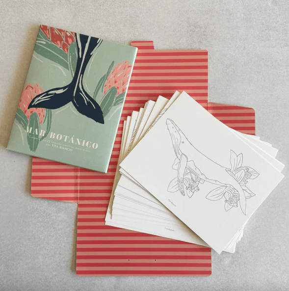 Carpeta Mar Botánico con 22 láminas para pintar CARPETA