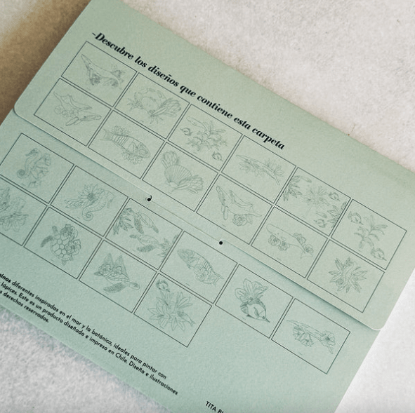 Carpeta Mar Botánico con 22 láminas para pintar CARPETA