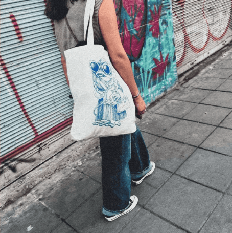 Totebag Vieja sapa azul base