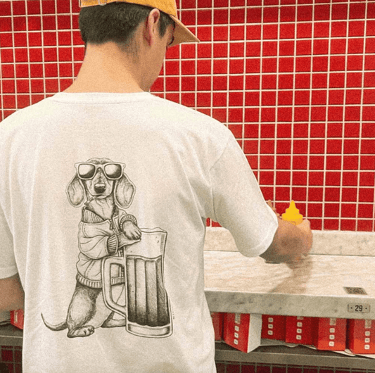 Polera perro salchicha Talla L - blanca