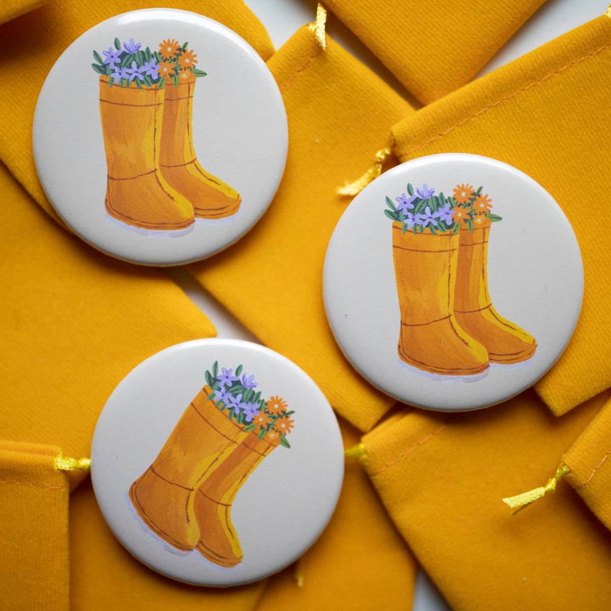 Espejo Botas floreadas