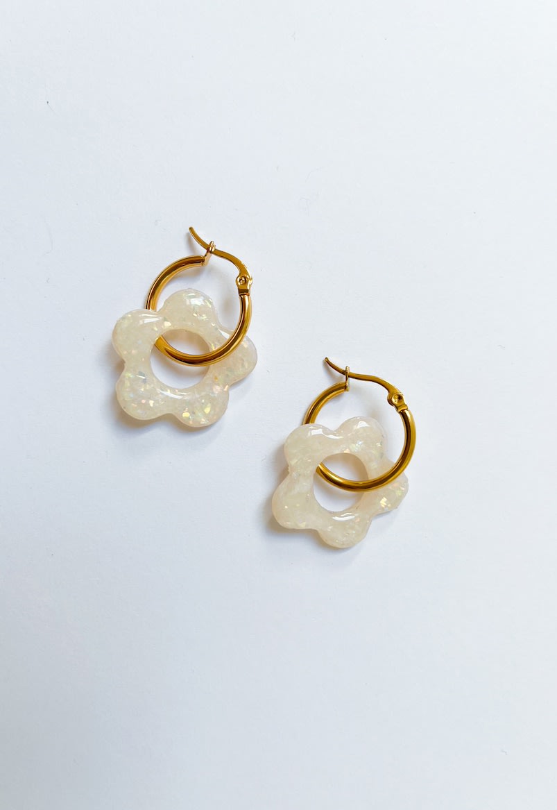 aros flor opalo