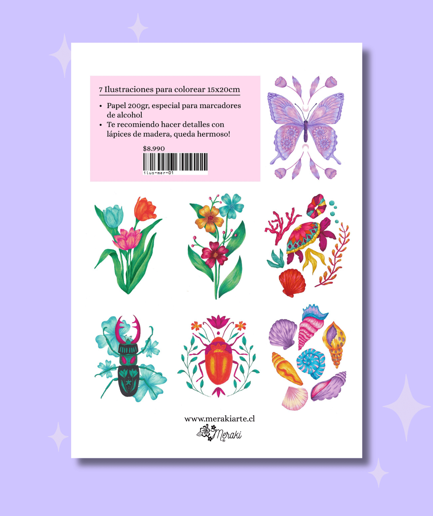 Set de 7 ilustraciones/láminas para colorear - Papel especial para Mar ...