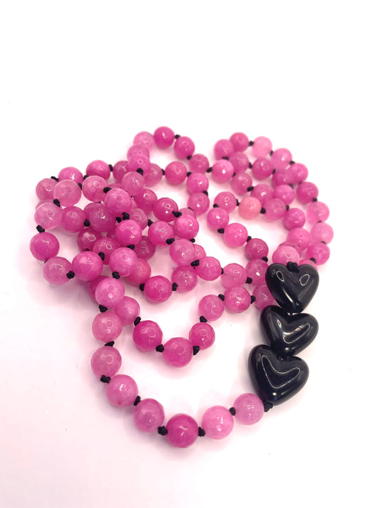 Tres Corazones Rosado Collar