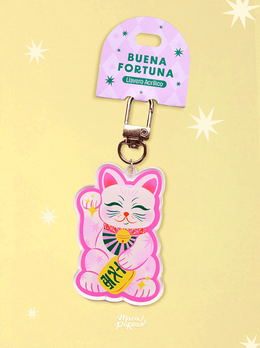 Llavero Acrílico Gato Buena Fortuna