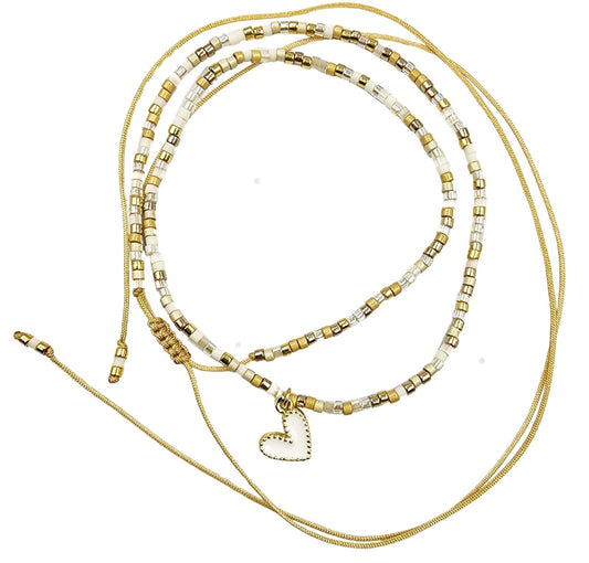 Pulsera Vueltas Miyuki Dorado Corazon