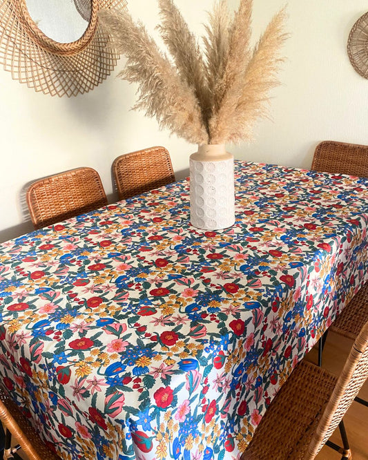 Mantel lona impermeable Casa en Flor Blanco 150x250 Base