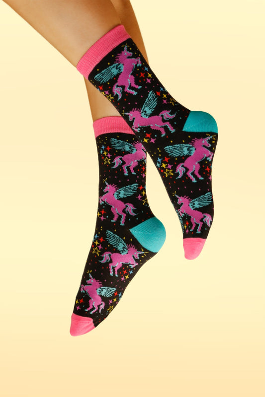 Calcetín unicornio Estelar NEGRO 35 - 41