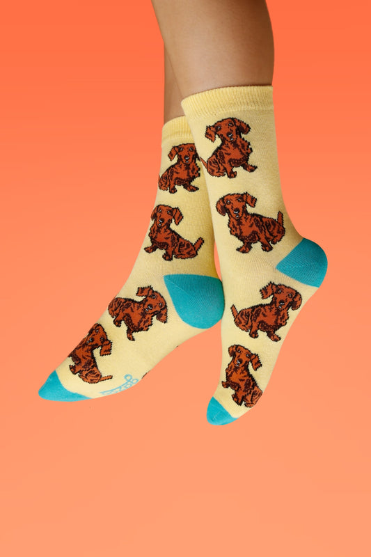 Calcetin salchicha Dachshund AMARILLO 36 - 42