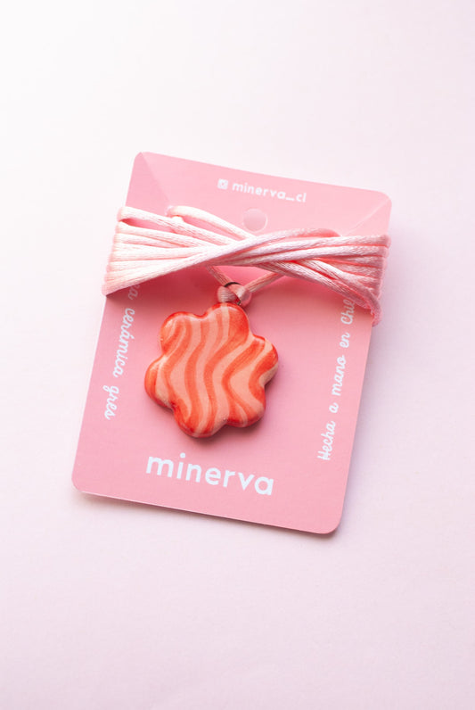 Collar Mimi gres flor zebra rosa