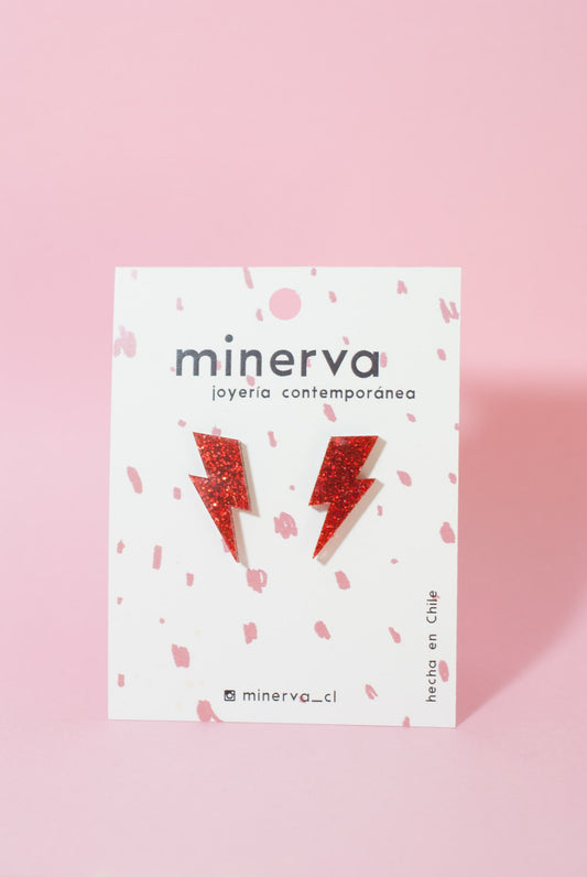 Mini Bowies glitter ROJO Aros minibowies rojo