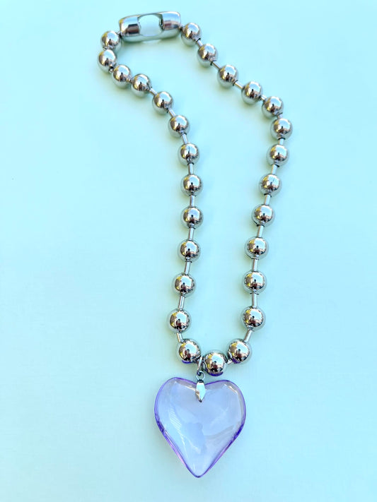Cadena Balines maxi corazón lila