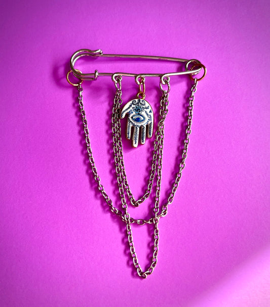 Prendedor hand blue