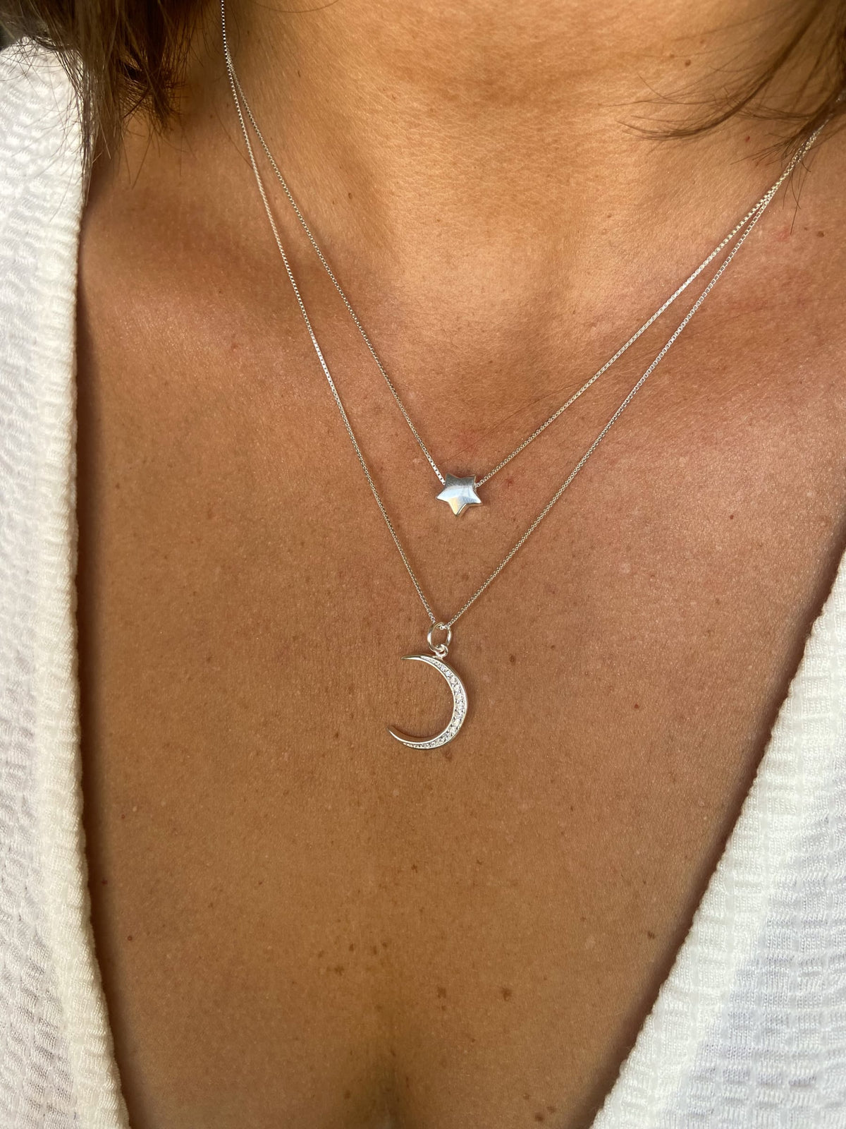 Collar Luna Brillos Plata