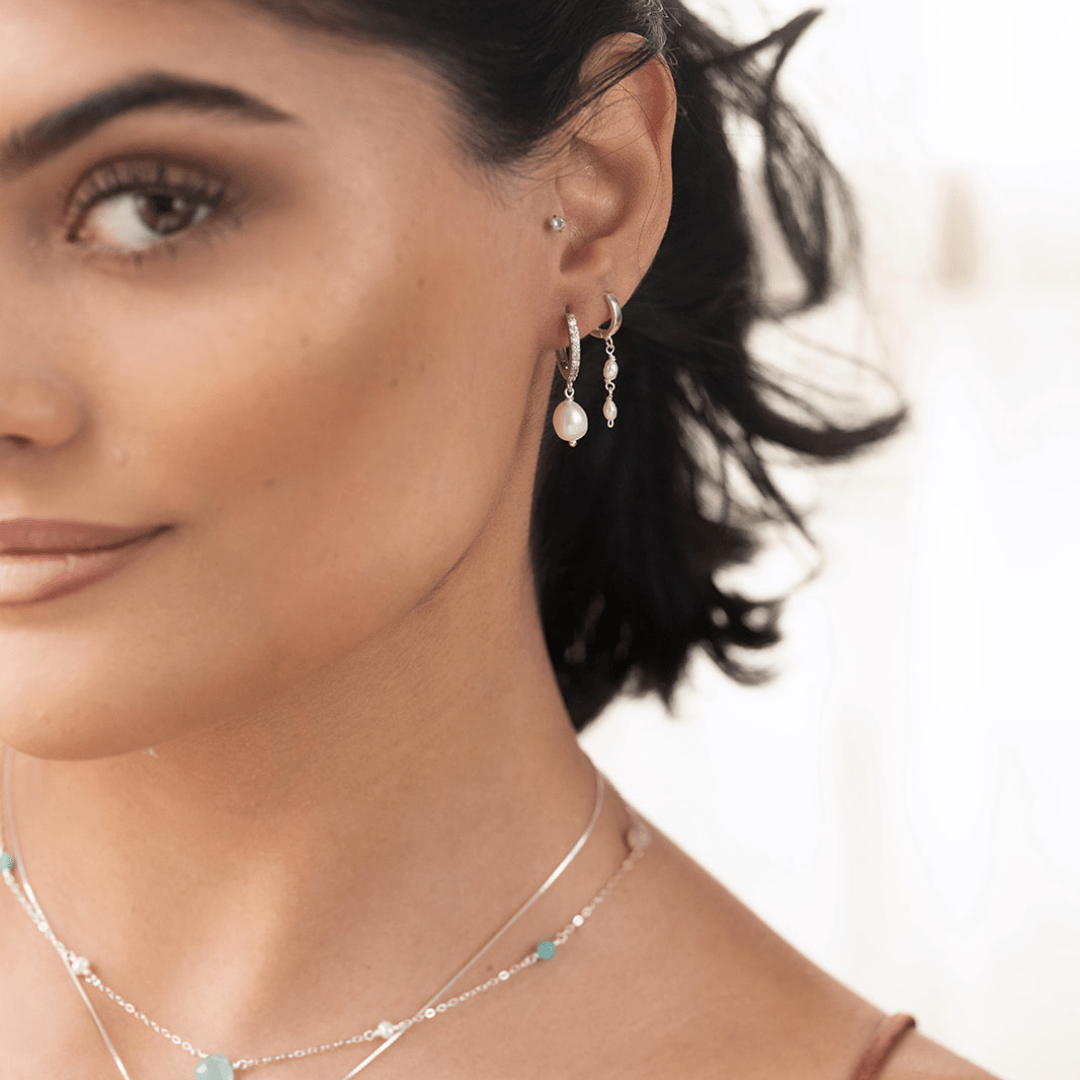 Argollas Perlas Classic Plata