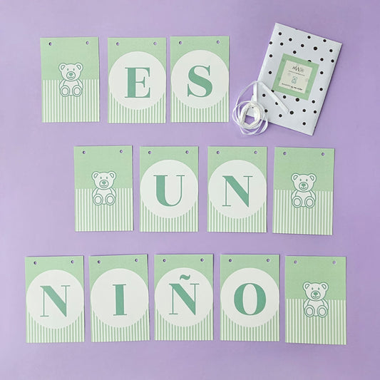 Banderín baby shower Es un niño Base