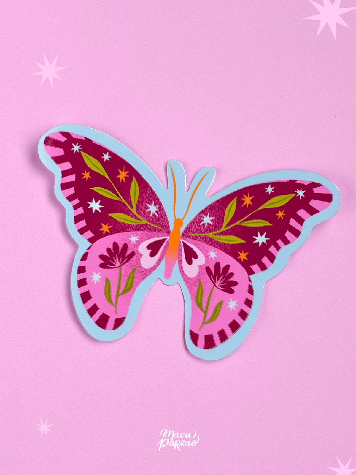 Sticker Mariposa floreada Sticker vinilo Mariposa con flores