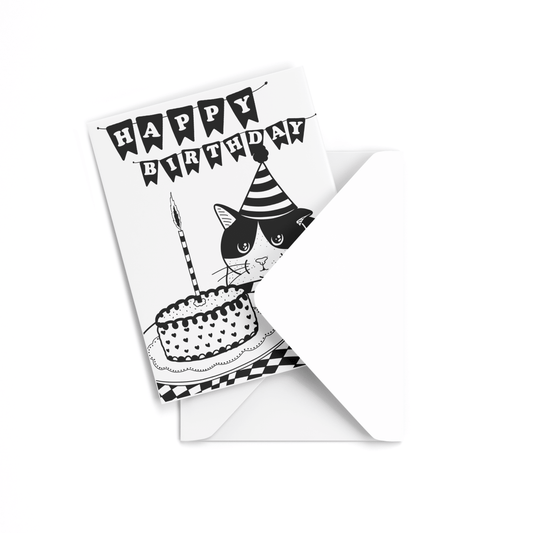 Tarjeta gato cumpleaños