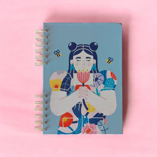 Cuaderno espiral mujer vestido pattern 15x21cm Libretas