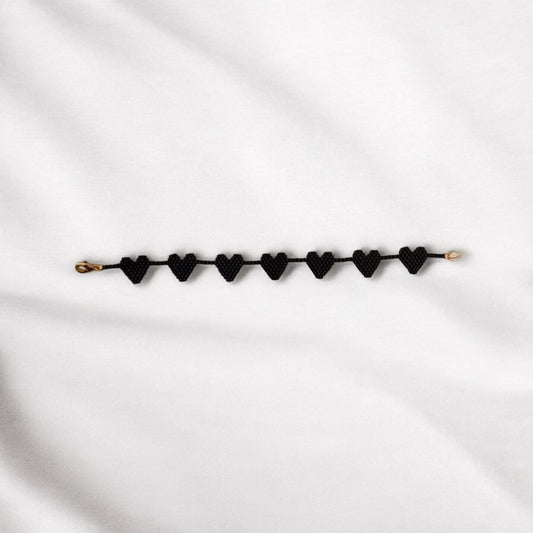 Pulsera corazones negros negro