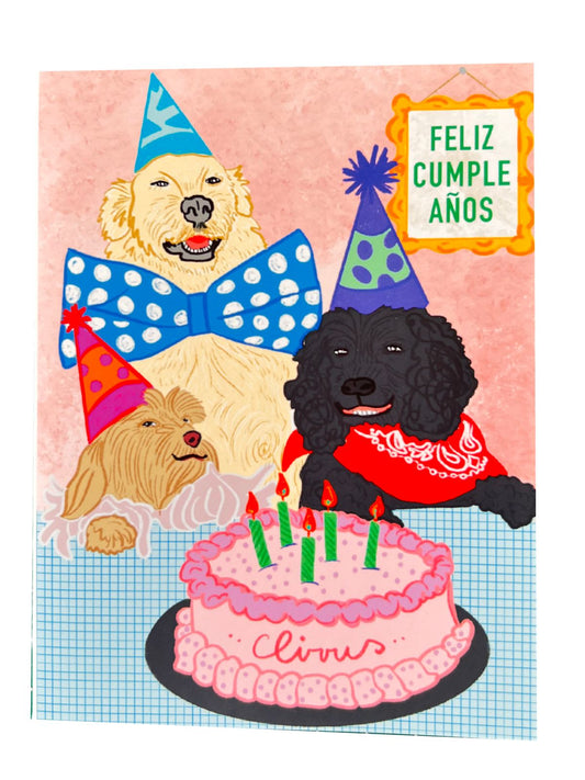 Tarjeta Cumpleaños Celebracion Perritos