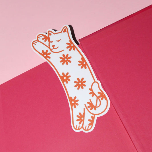Marcapáginas gatito con flores rojas GATO