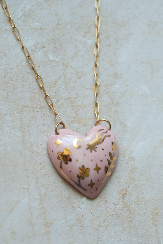 Colgante Corazon Rosa Grande Figura