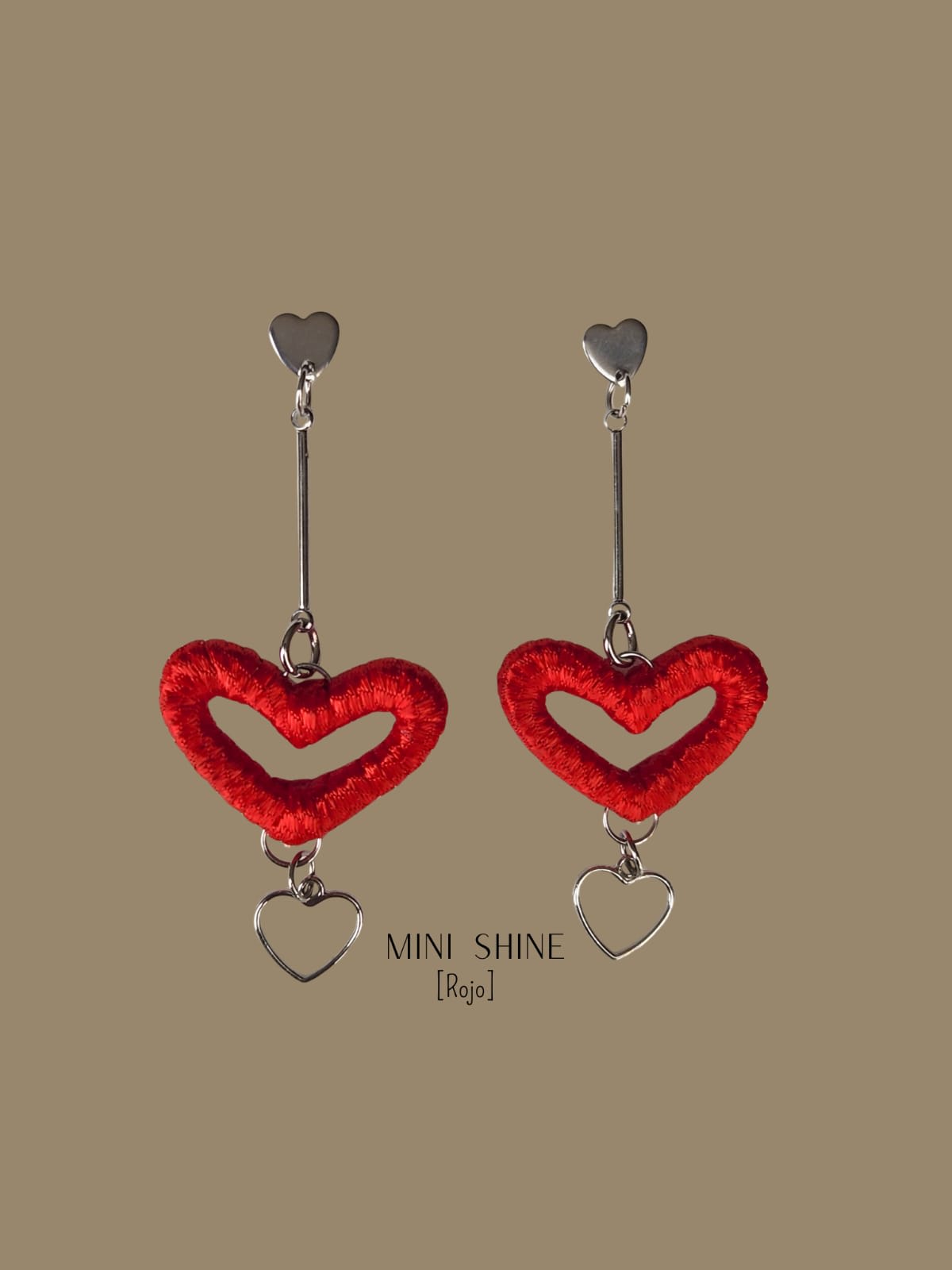 Aros Mini Shine Rojo X Plata Base