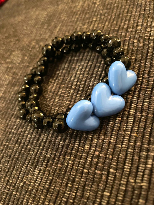 Pulsera corazones Negra