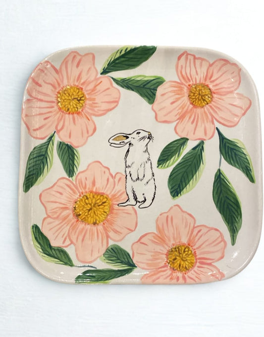 Platos cuadrado ceramica Conejo