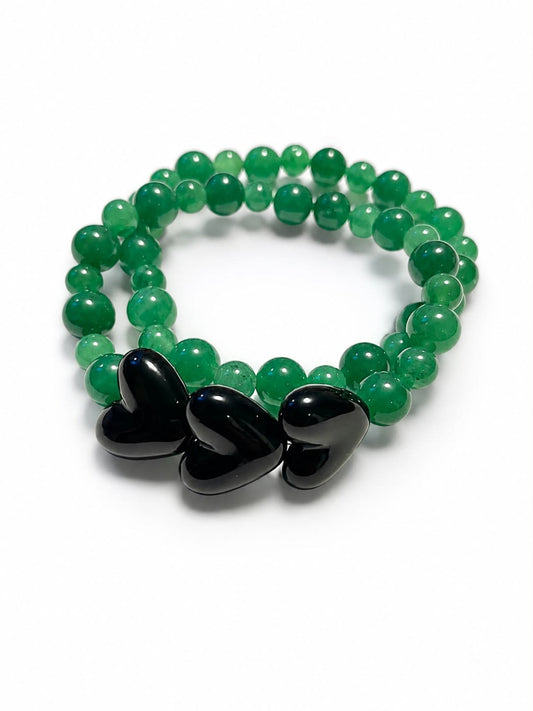 Pulsera corazones verde