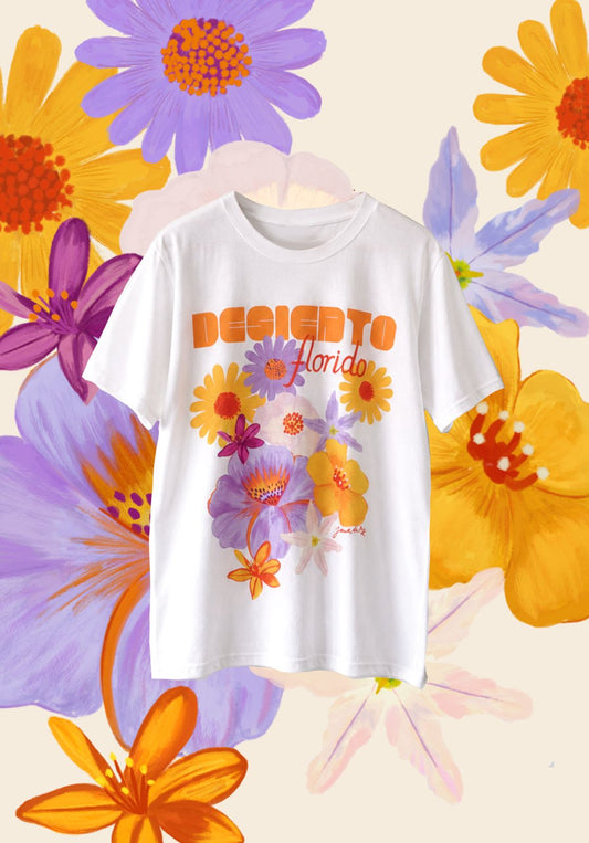 Polera Desierto florido Blanca Desierto florido L