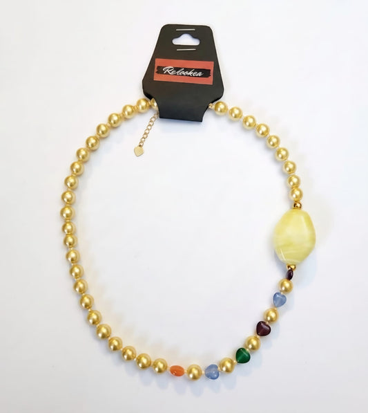 Slim Collar Piedra Perlada Amarillo