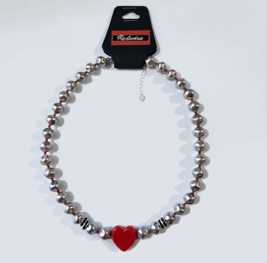 Slim Collar Corazon Rojo Ceramica