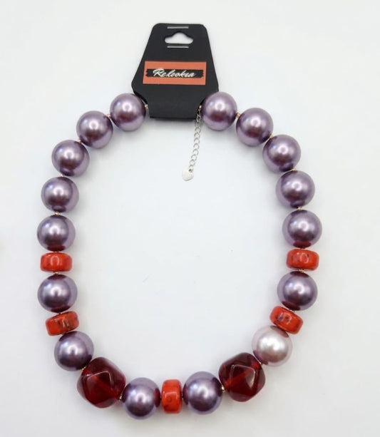 Maxi Collar Acrilico Metalizado Lila / Rojo /Gris